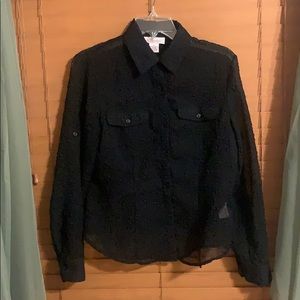 Black sheer long sleeves blouse